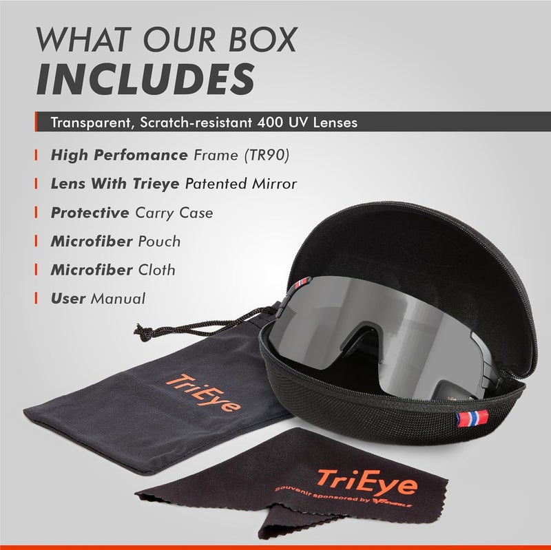 TriEye Store Cycling Glasses with Rear-view Mirror - Sports Sunglasses for Men & Women - UV-400 Protection - Image 3